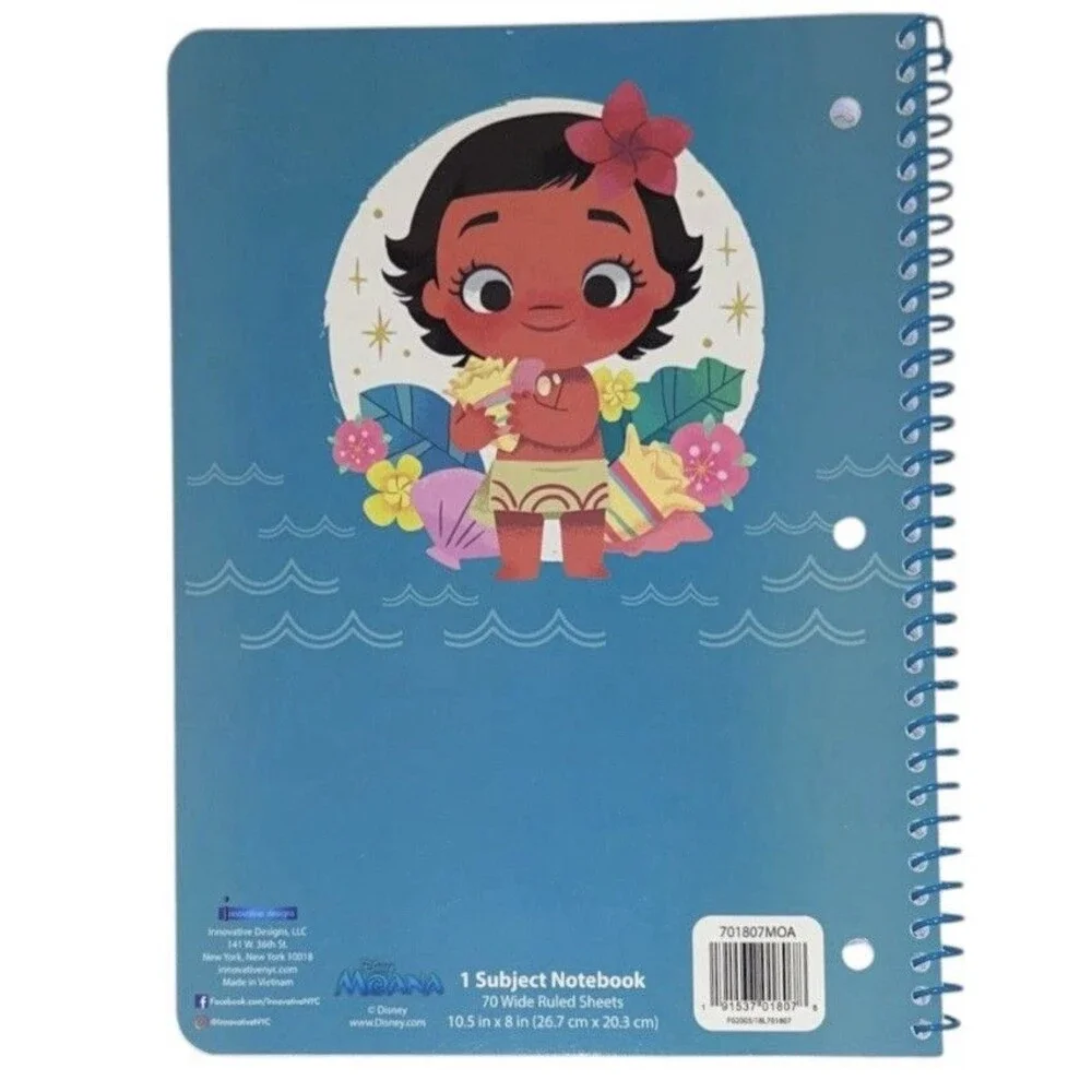 Disney Moana Wide Ruled Spiral Notebook 70 Sheets